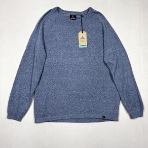 prAna Sweater Mens XL Kaola Crew Neck Organic Cotton Heather Blue Pullover‎ NWT